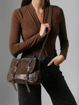 Cross Body Tas Vintage Leder Mila louise Bruin vintage 3677XV-vue-porte